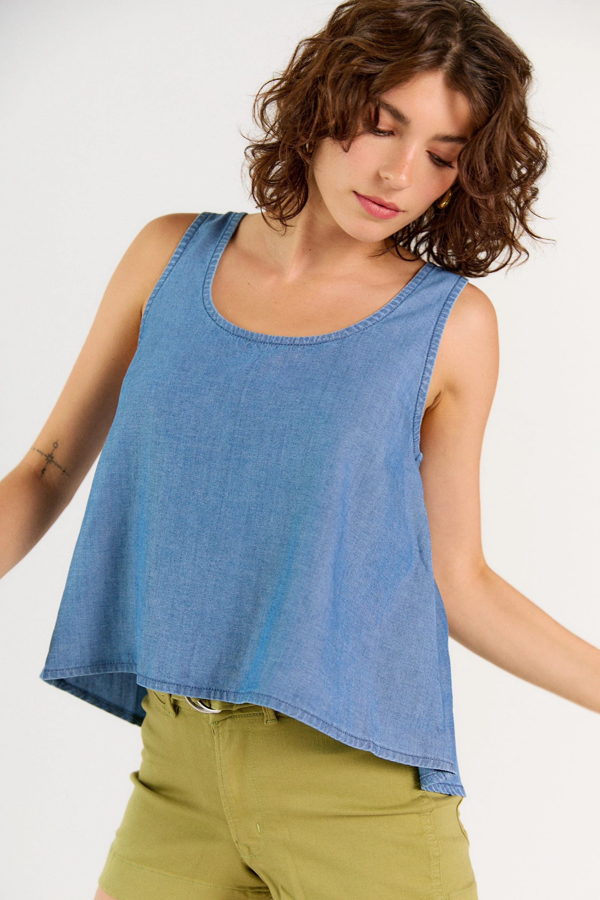 Wabi Sabi Crop Tank - Medium Wash - Image 6