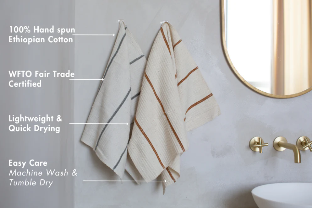 Wari Handwoven Ethiopian Cotton Waffle Bath Towel - Image 2