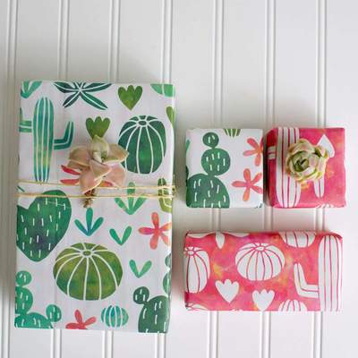 Watercolor Cactus • Double-Sided Eco Wrapping Paper • Everyday Edition - Image 2