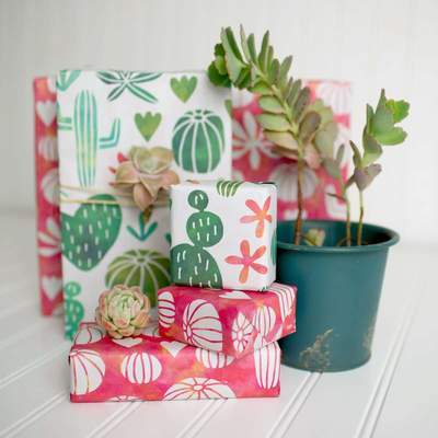 Watercolor Cactus • Double-Sided Eco Wrapping Paper • Everyday Edition - Image 3