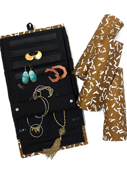 Wayfarer Jewelry Roll Travel Case - Confetti Mustard - Image 3