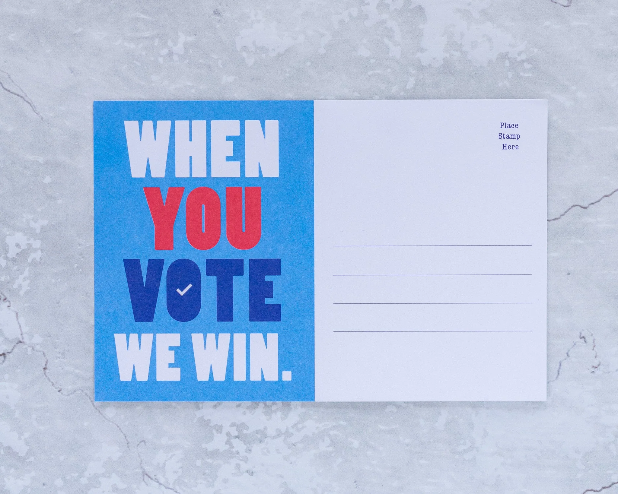 When You Vote We Win Blank 4x6 Voter Postcards - Image 2