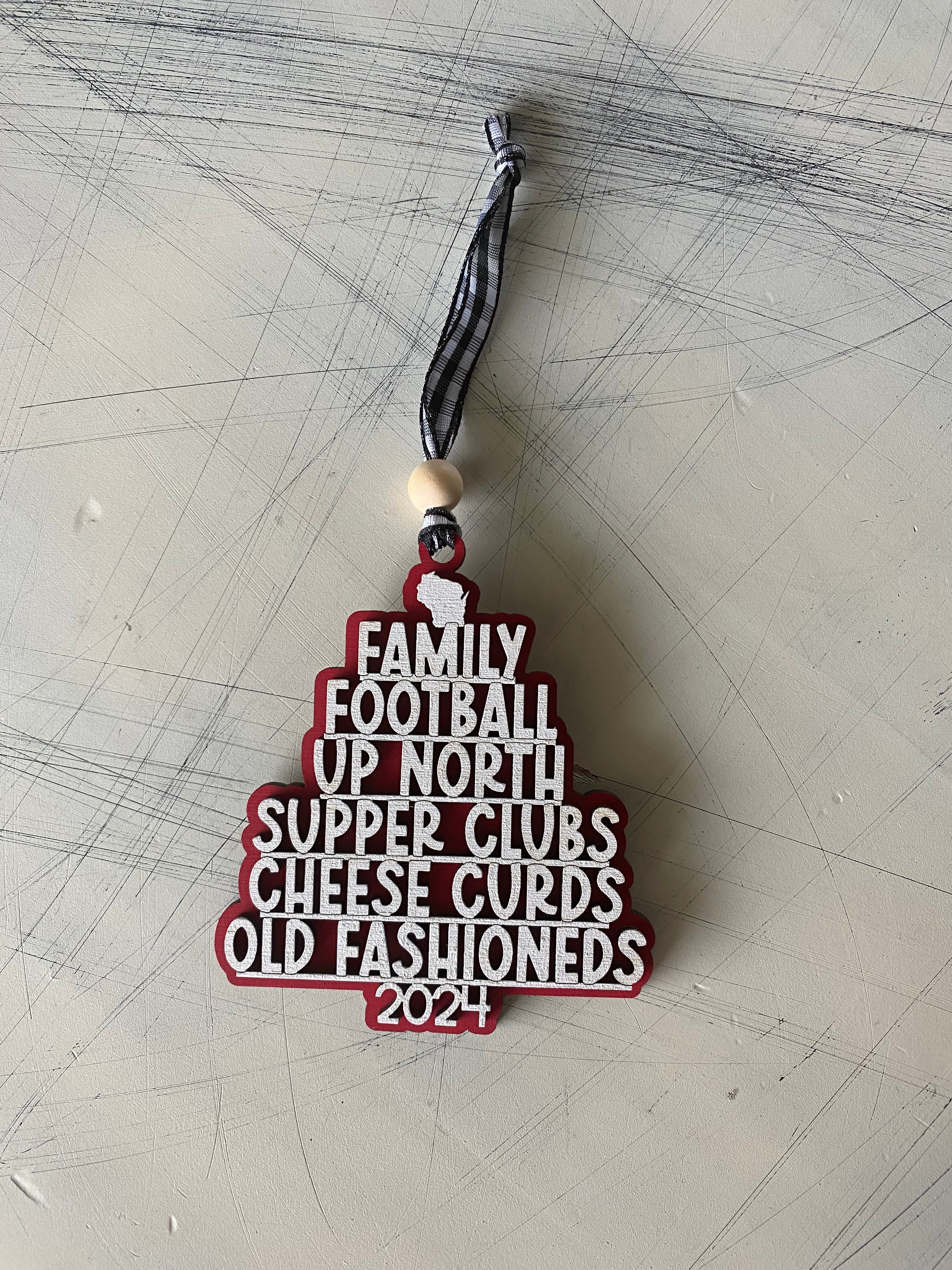 Wisconsin tree-shaped favorite things ornament - red - Image 5