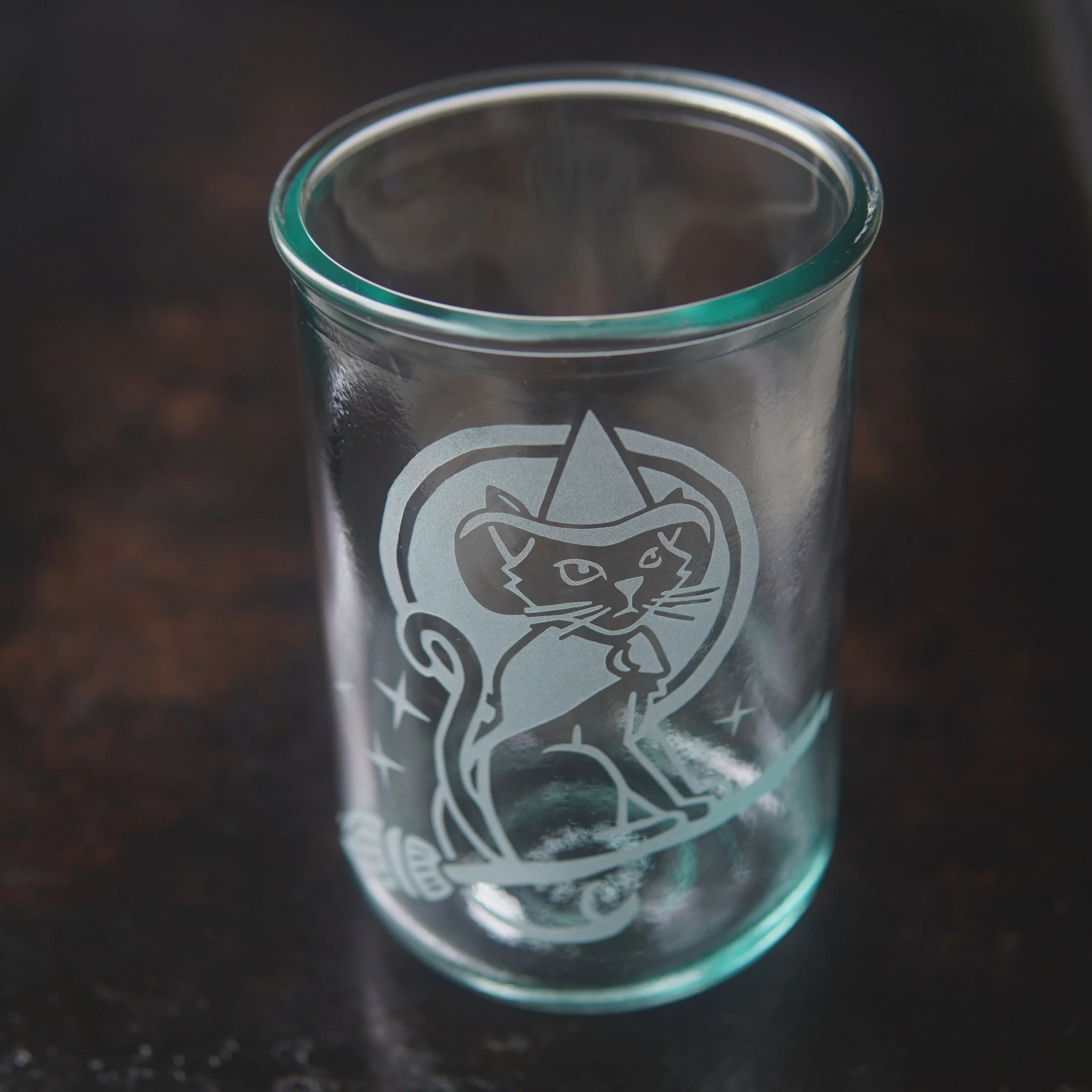 Witch Cat Rustic Recycled Glass Candle Cup - Image 3