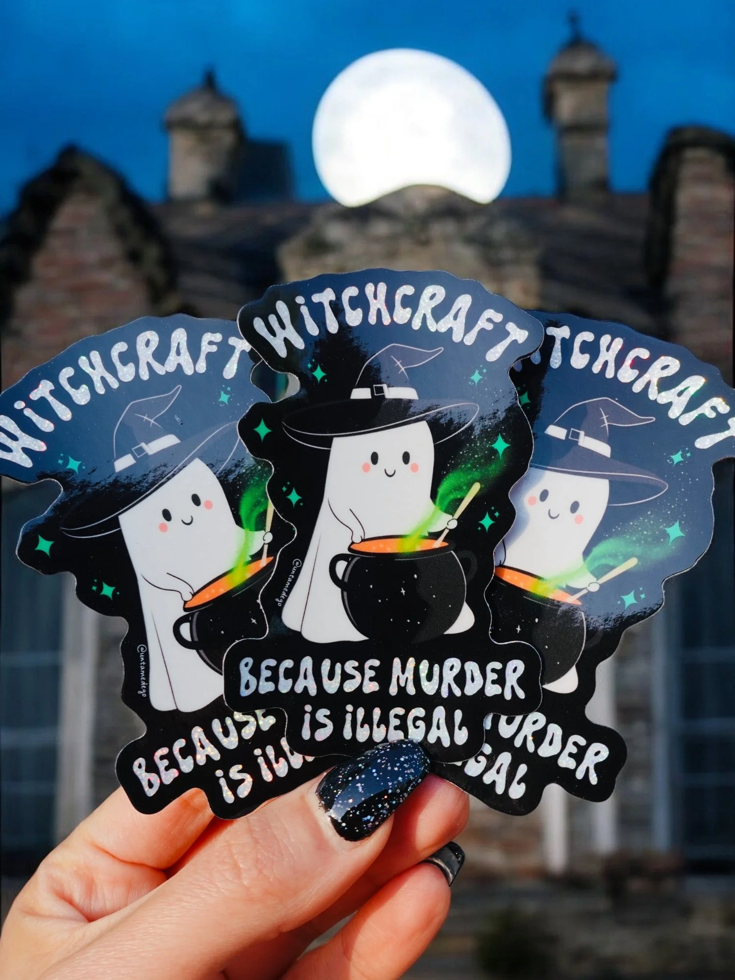 Witchcraft Because Murder Is Illegal Halloween Sticker - Image 2