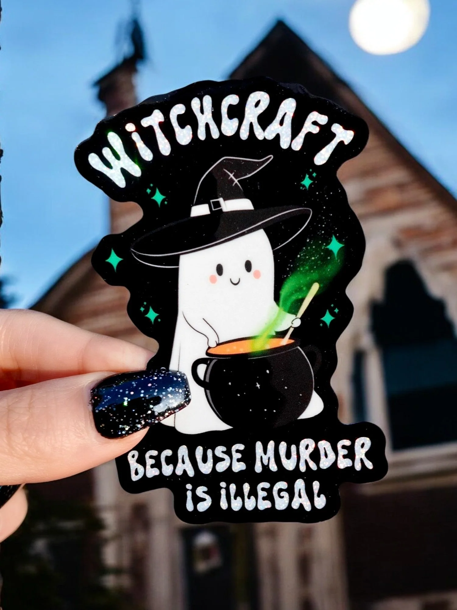 Witchcraft Because Murder Is Illegal Halloween Sticker - Image 3