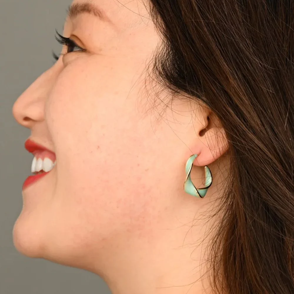 With a Twist Hoop Earrings - Mint - Image 2