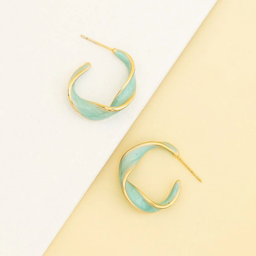 With a Twist Hoop Earrings - Mint - Image 5