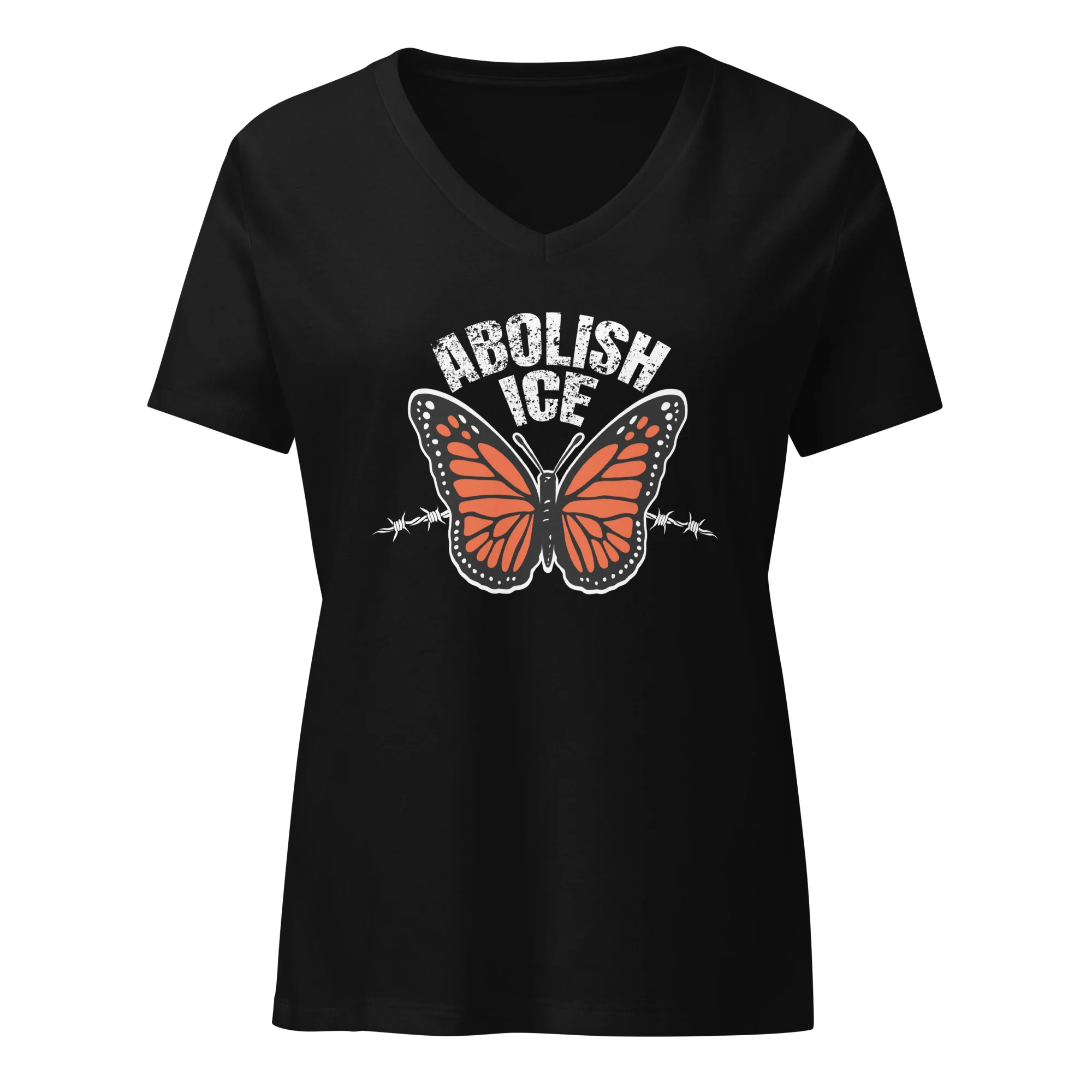 Abolish ICE Fitted V-neck T-shirt - Image 2