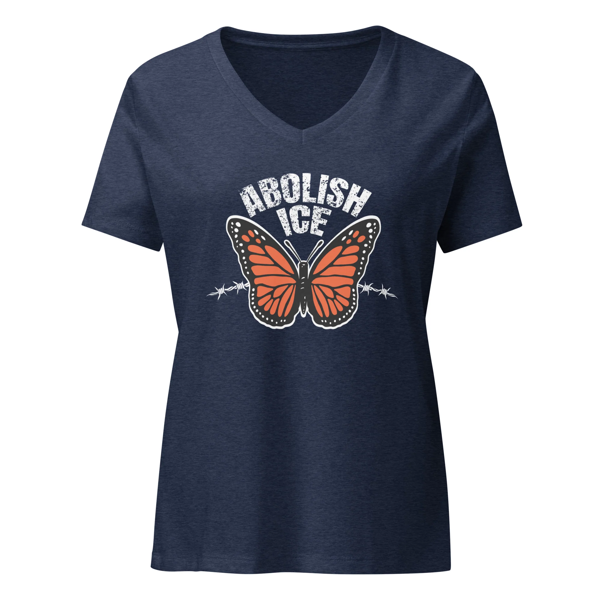 Abolish ICE Fitted V-neck T-shirt - Image 3