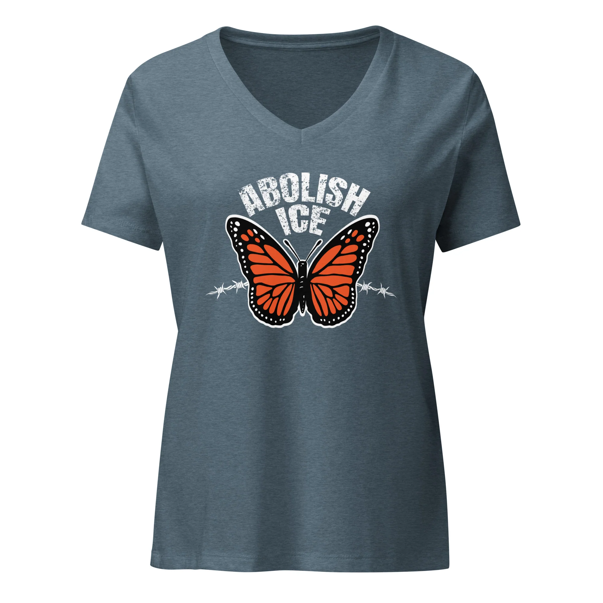 Abolish ICE Fitted V-neck T-shirt - Image 4