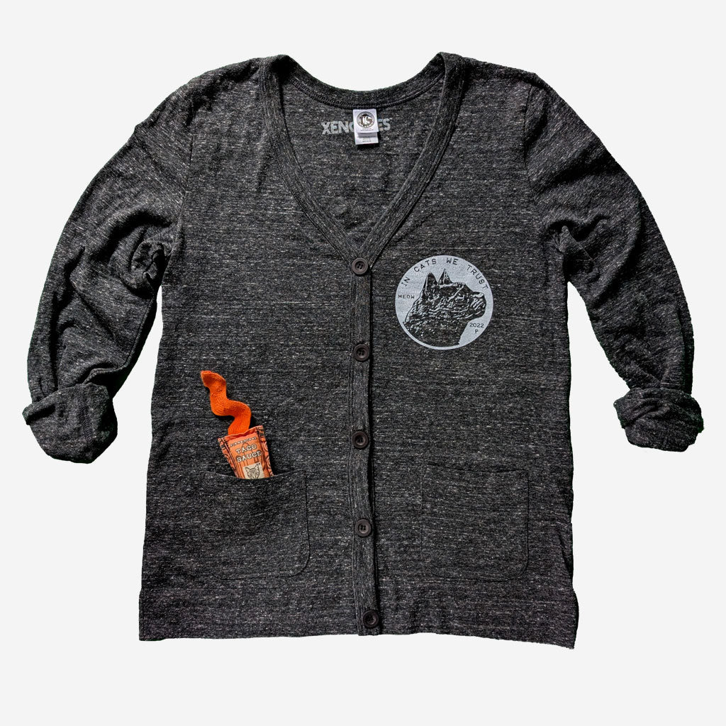 In Cats We Trust V-Neck Cardigan - Image 4