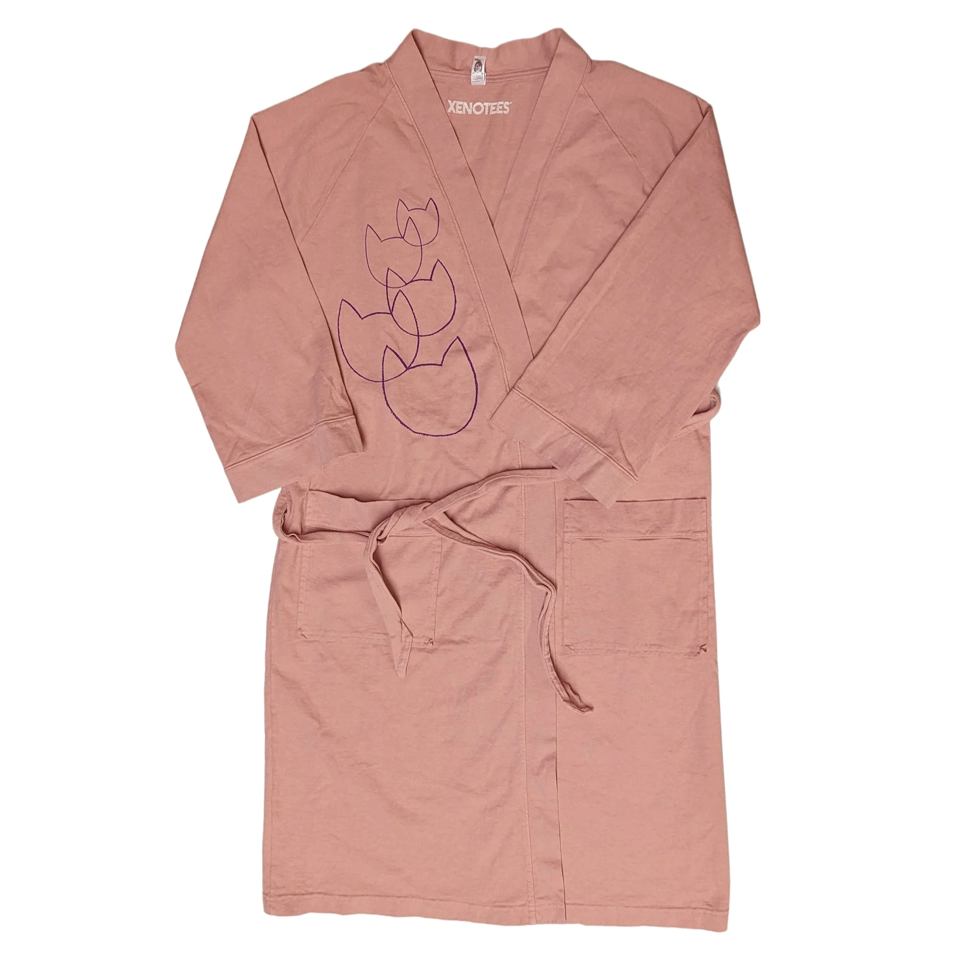Women's Cotton Cat Lady Robe in Dark Pink - Image 2