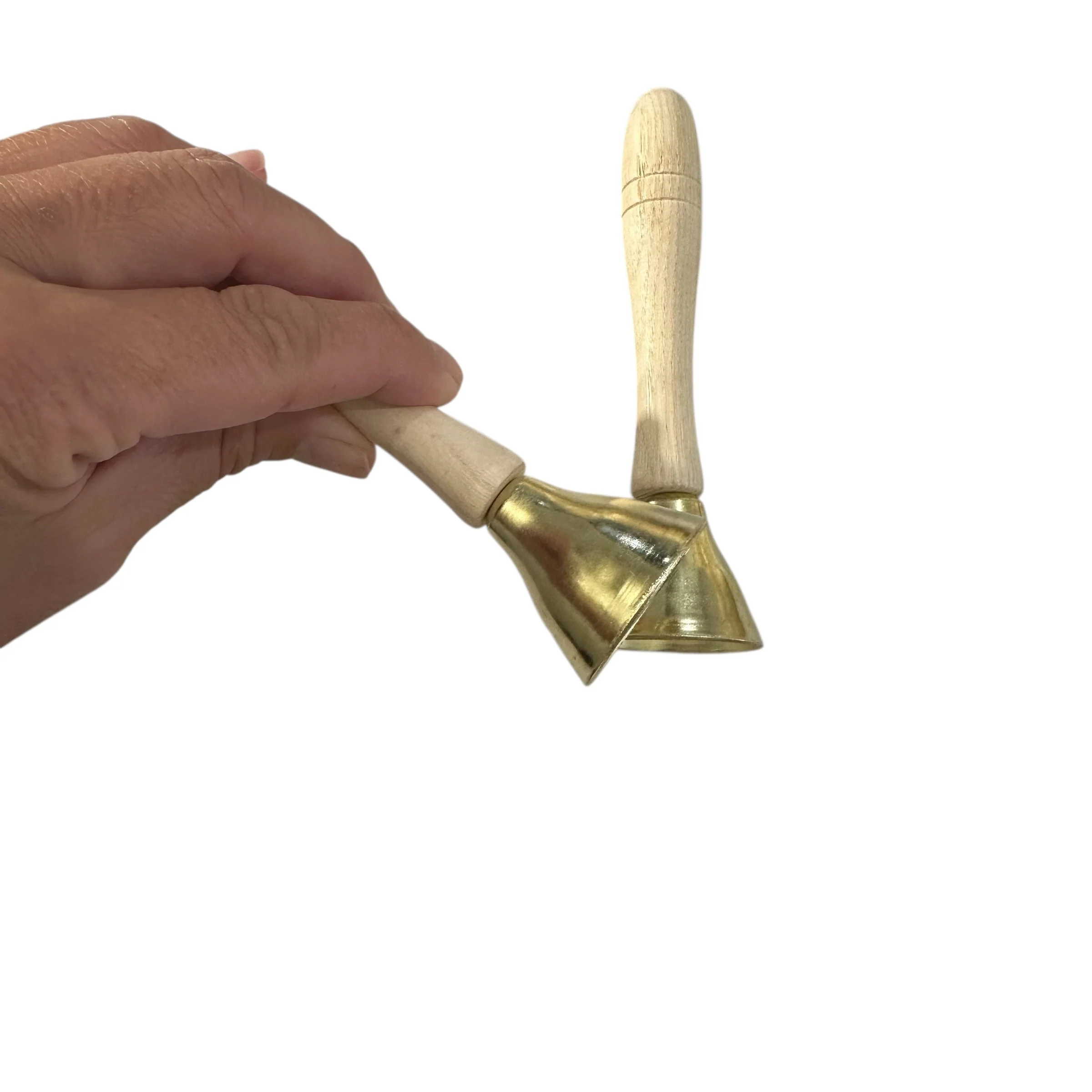 Wooden Handle Brass Bells – Set of 2 – Perfect for Music Learning & Kids’ Activities - Image 2