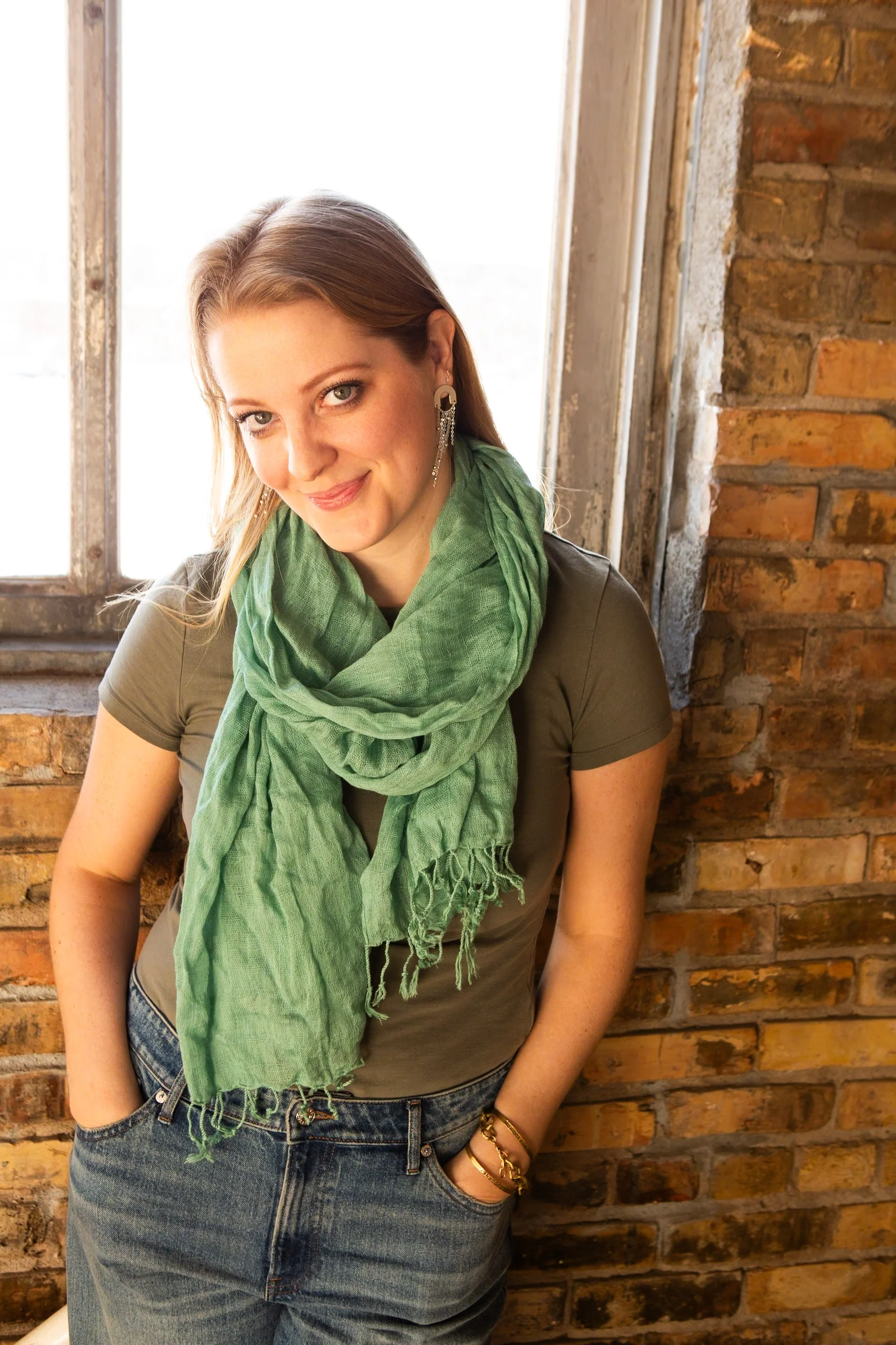 Woven Simplicity Scarf - Jade - Image 2