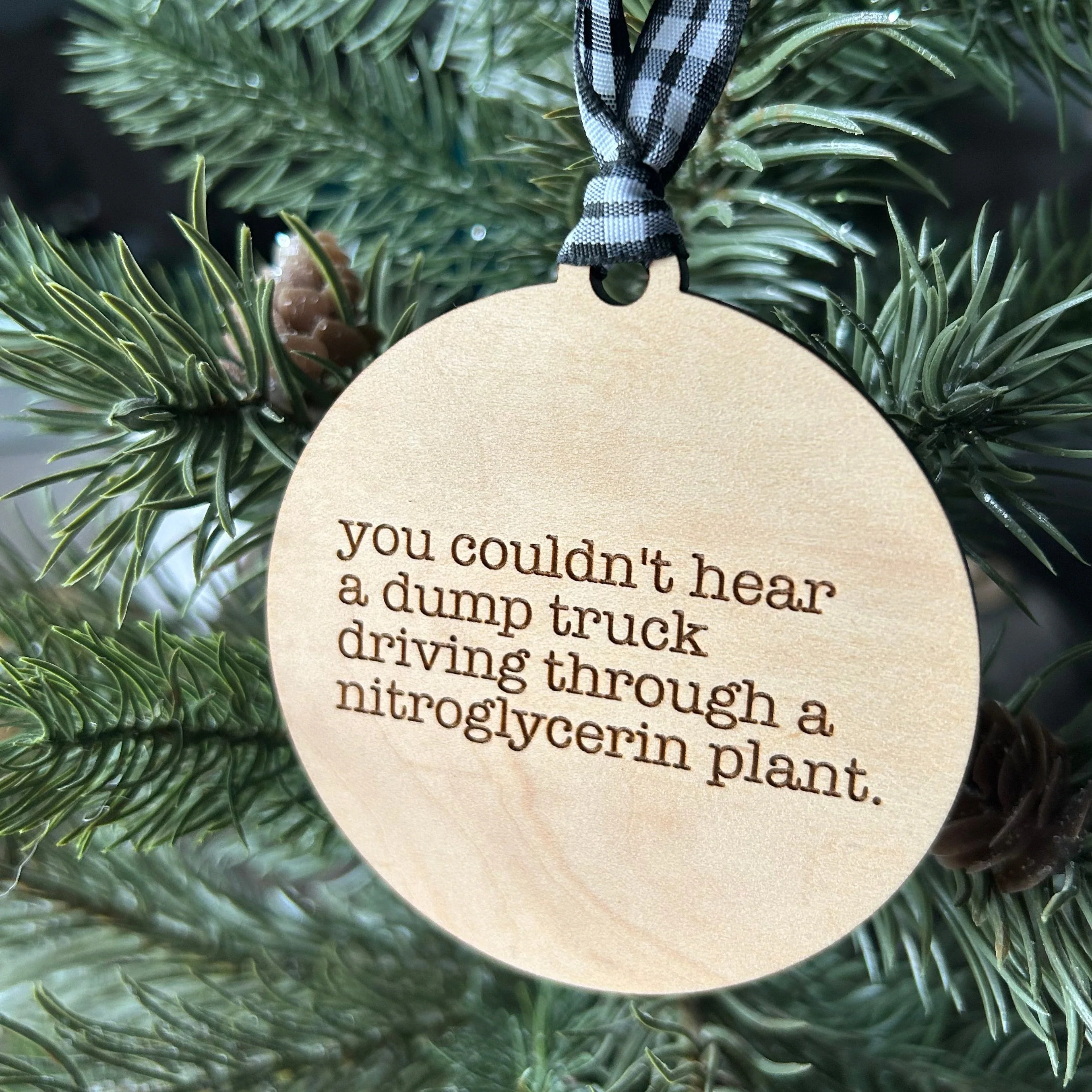 You couldn’t hear a dump truck driving through a nitroglycerin plant - 3 inch ornament - Image 2