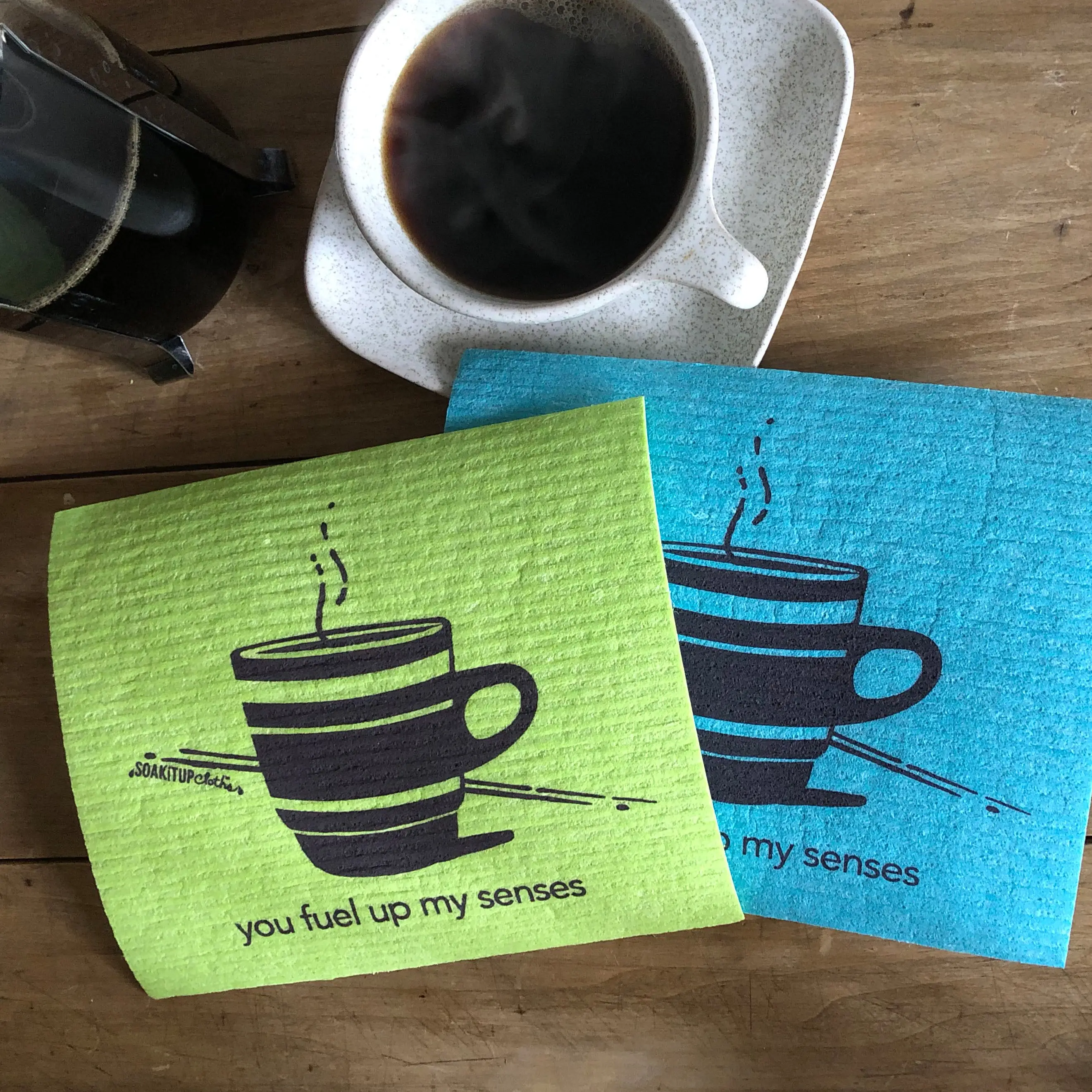 you fuel up my senses—coffee lover | Eco-friendly Swedish Dishcloth- Soak iT Up - Image 2