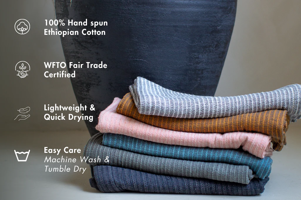 Zarima Handwoven Ethiopian Cotton Waffle Bath Towel - Image 2