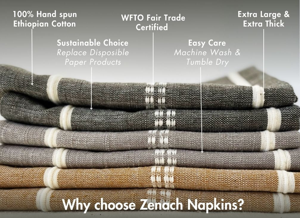 Zenach Handwoven Ethiopian Cotton Napkins | Set of 2 - Image 2